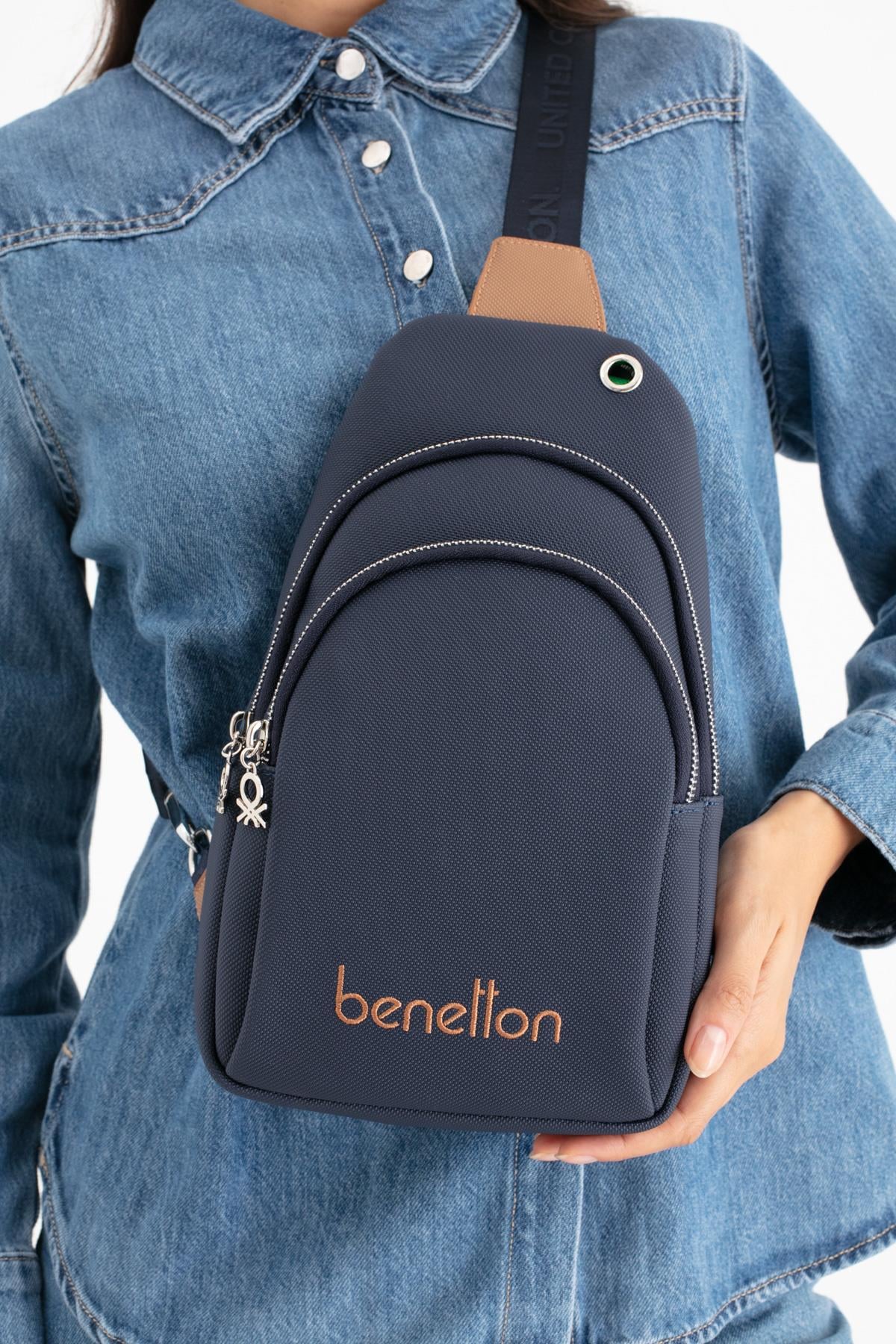 BENETTON KADIN ÇAPRAZ ÇANTA BNT1652 LACİVERT CAMEL