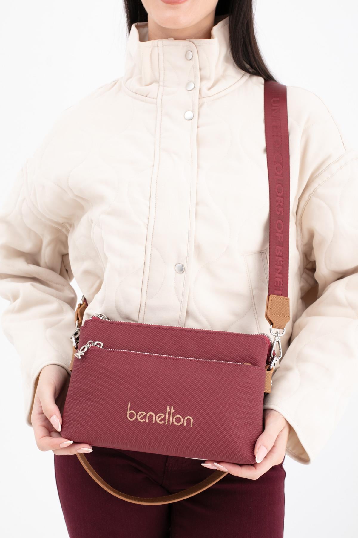 BENETTON KADIN ÇAPRAZ ÇANTA BNT1667 BORDO CAMEL