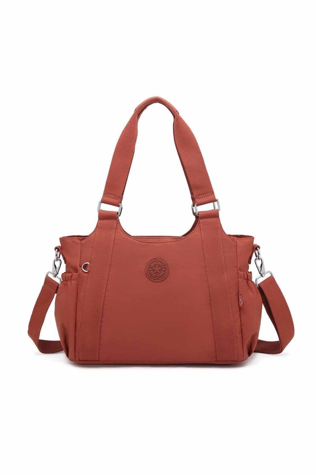 SMARTBAGS KRİNKIL KUMAŞ KADIN OMUZ ÇANTASI 2022-1163 KİREMİT