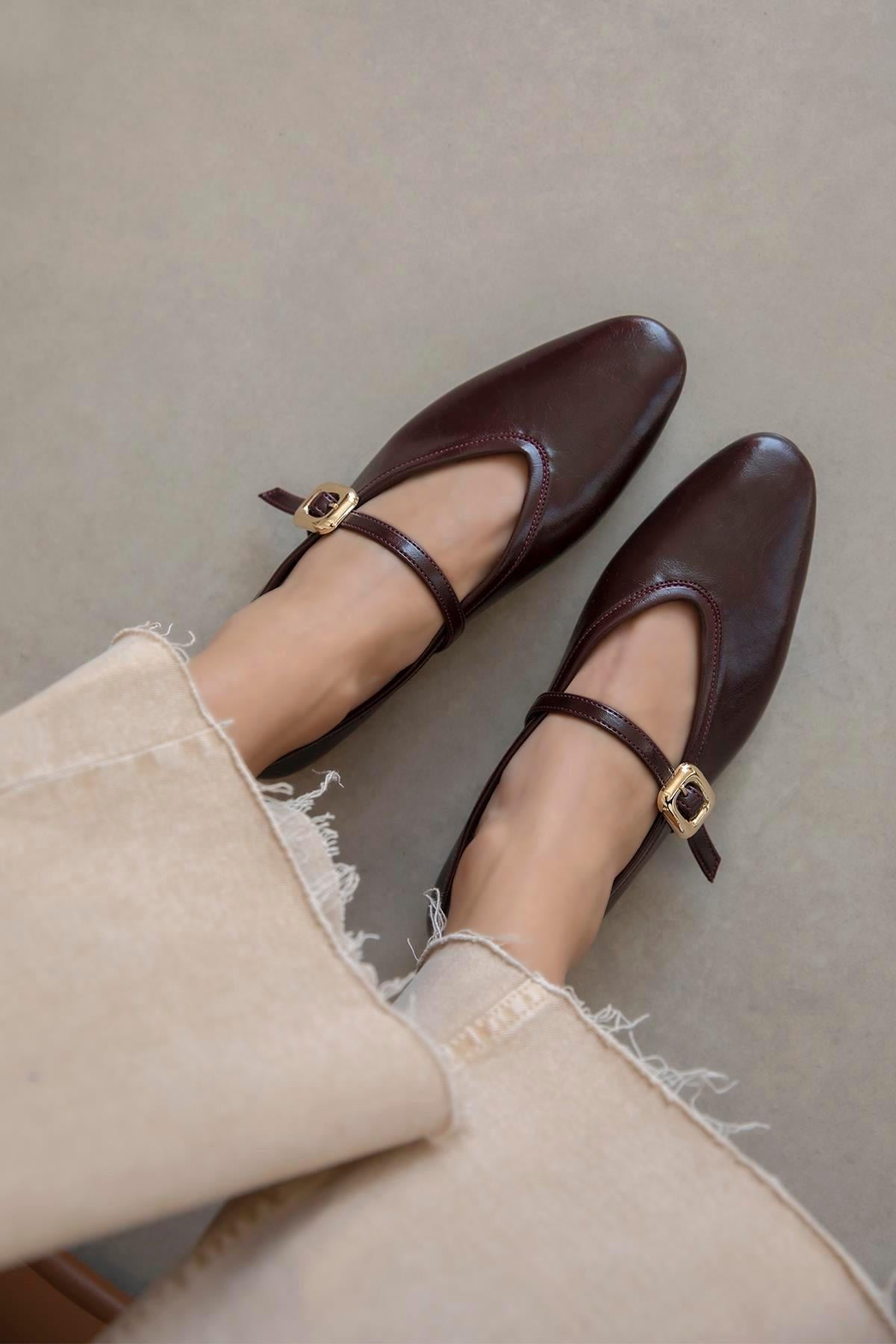 LEANNE TOKA DETAYLI KADIN BABET BORDO