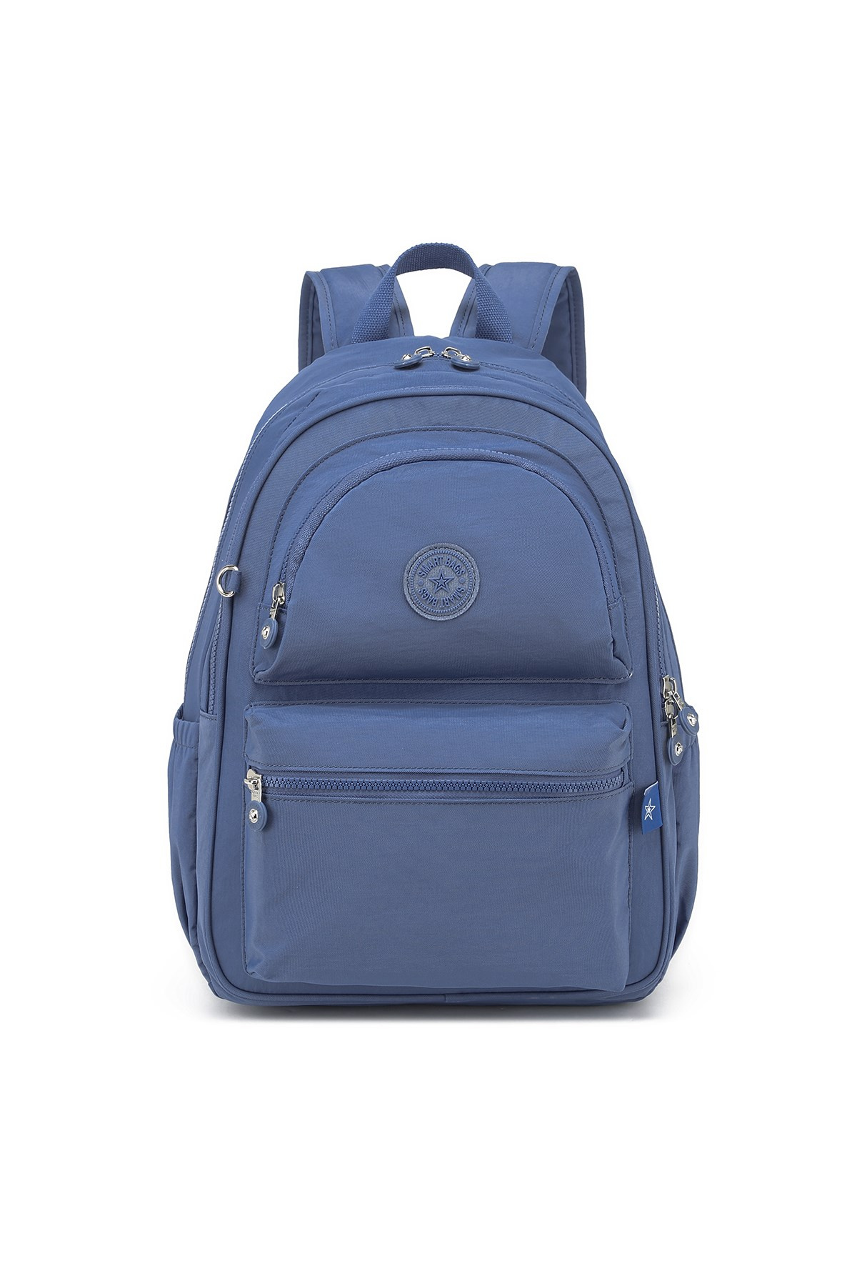 SMARTBAGS KRİNKIL KUMAŞ BÜYÜK BOY KADIN SIRT ÇANTASI 2022-1050 MAVİ