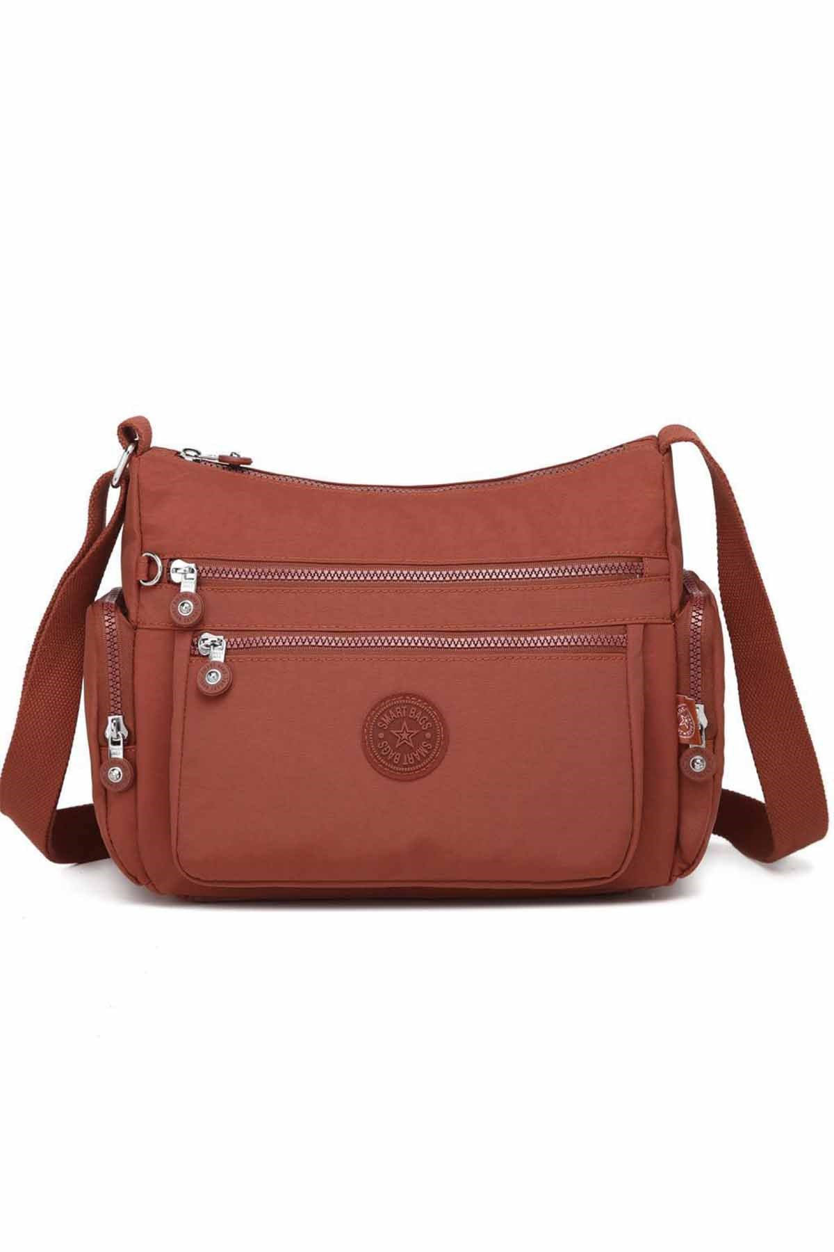 SMARTBAGS KRİNKIL KUMAŞ KADIN ÇAPRAZ ÇANTA 1115 KİREMİT