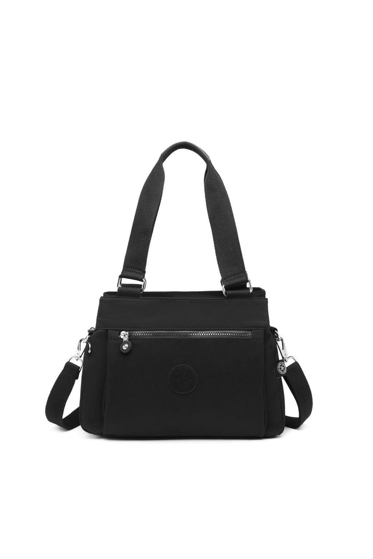 SMARTBAGS KIRİNKIL KUMAŞ KADIN OMUZ ÇANTASI 2022-1125 SİYAH