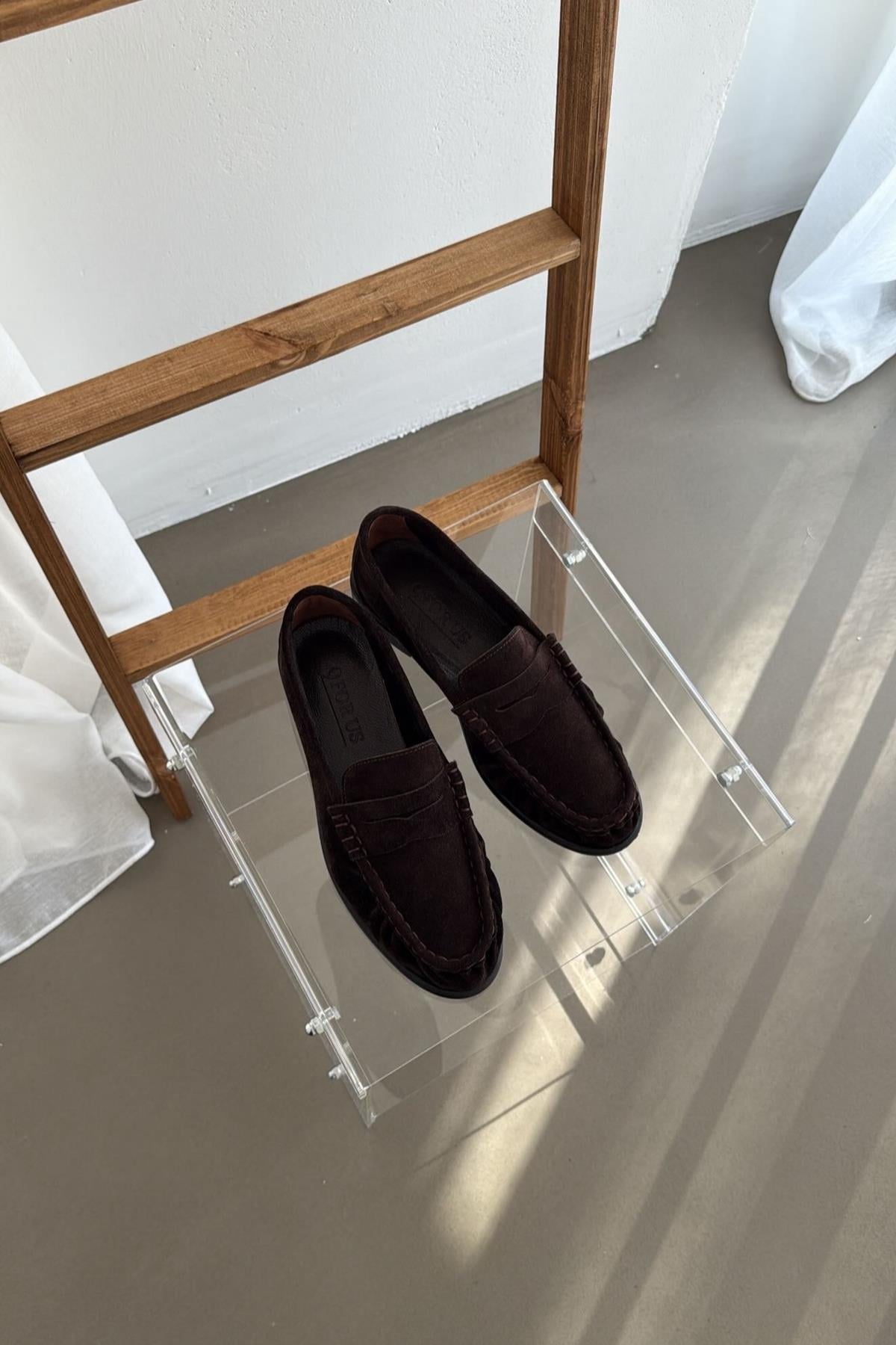 Roger Kahve Süet Loafer