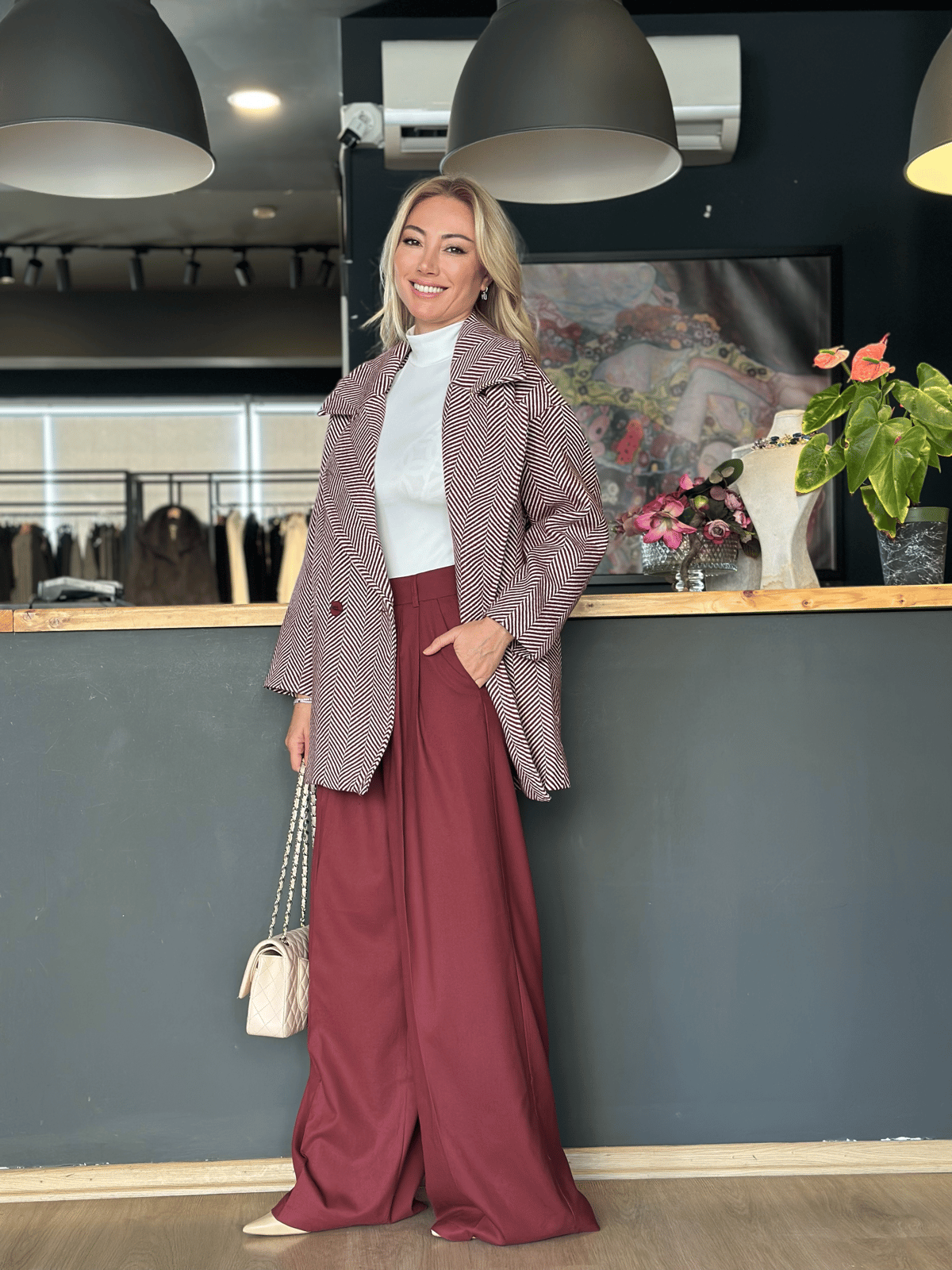 Balık Sırtı  Bordo Kaban 