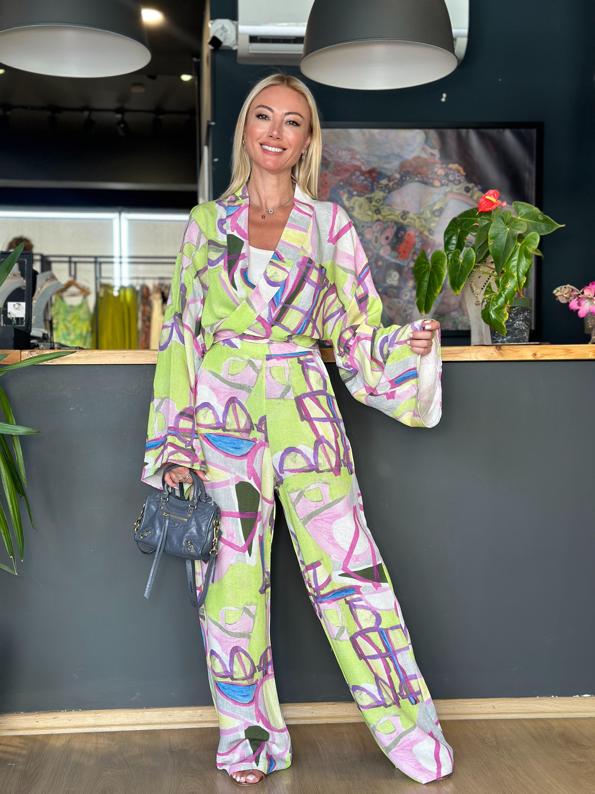 Renkli Keten kimono