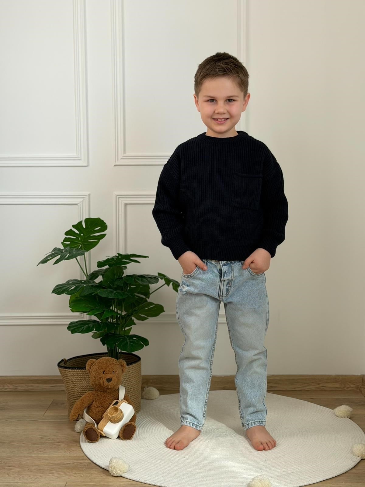 Cep Detaylı Triko Takım