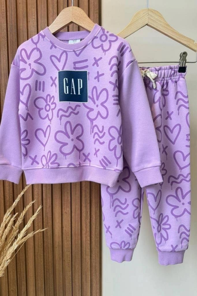 Çiçek Kalp Detaylı Gap Eşofman Takımı