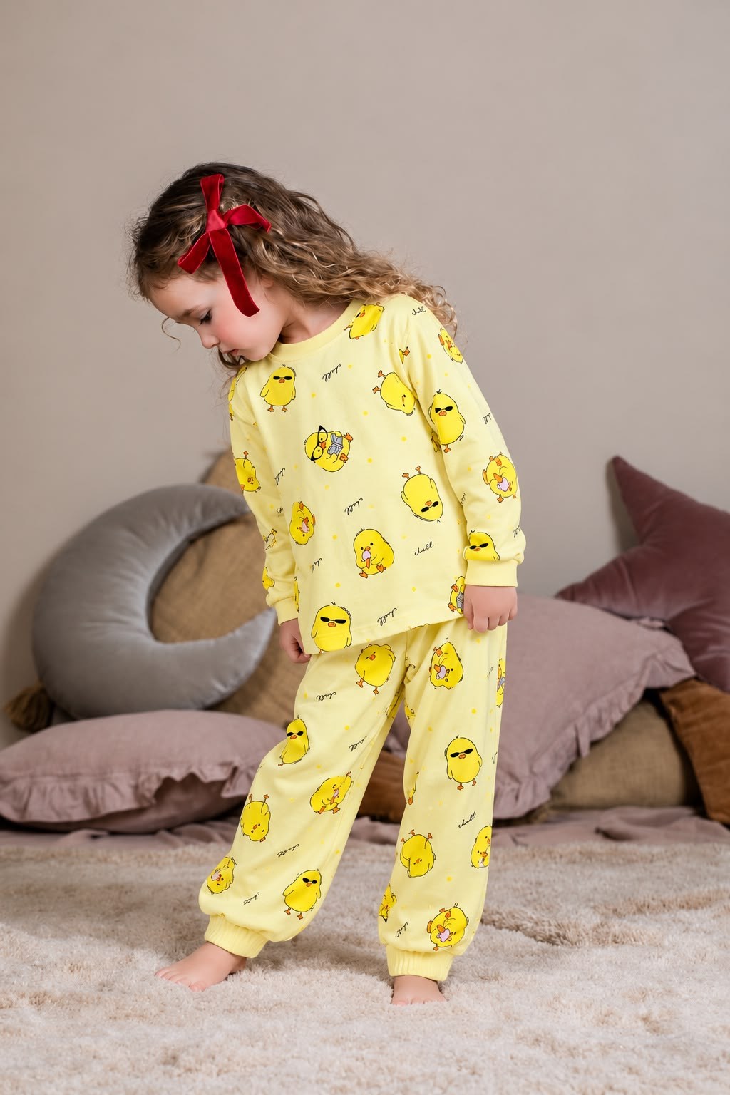 Civciv Baskılı Pijama Takımı