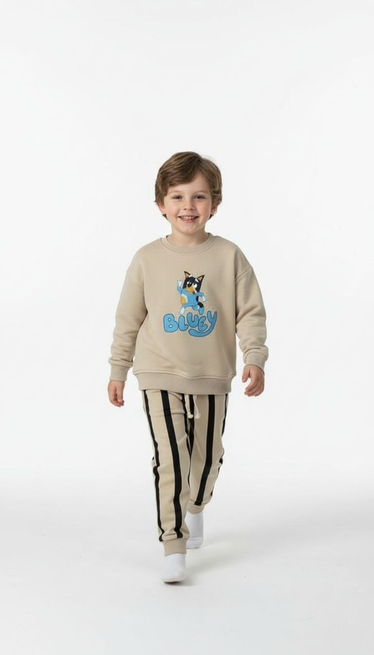 Çizgili Bluey Baskılı  Eşofman Takımı