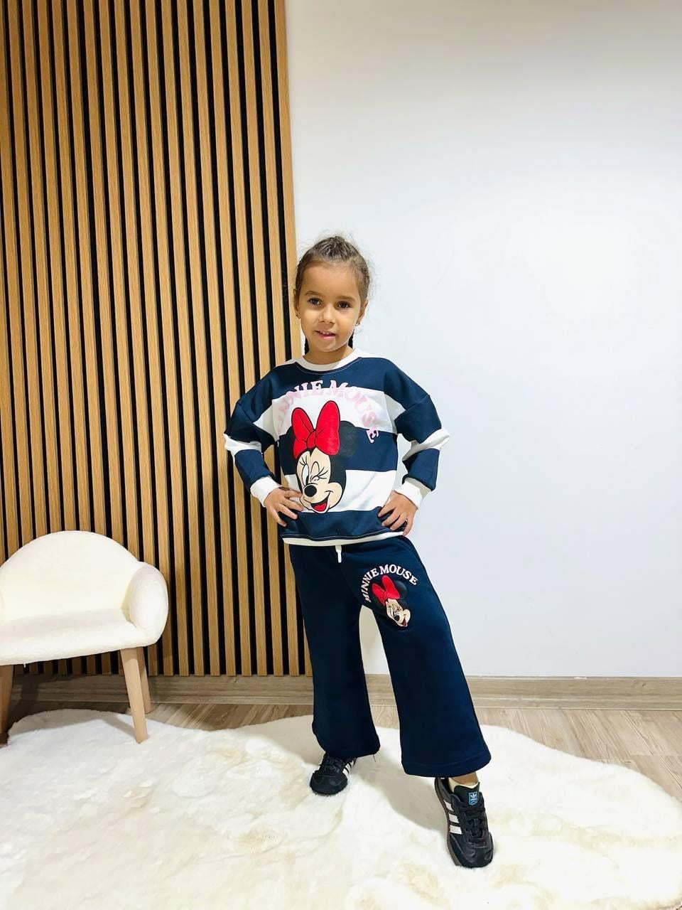 Çizgili Minnie Mouse Baskılı Eşofman Takımı