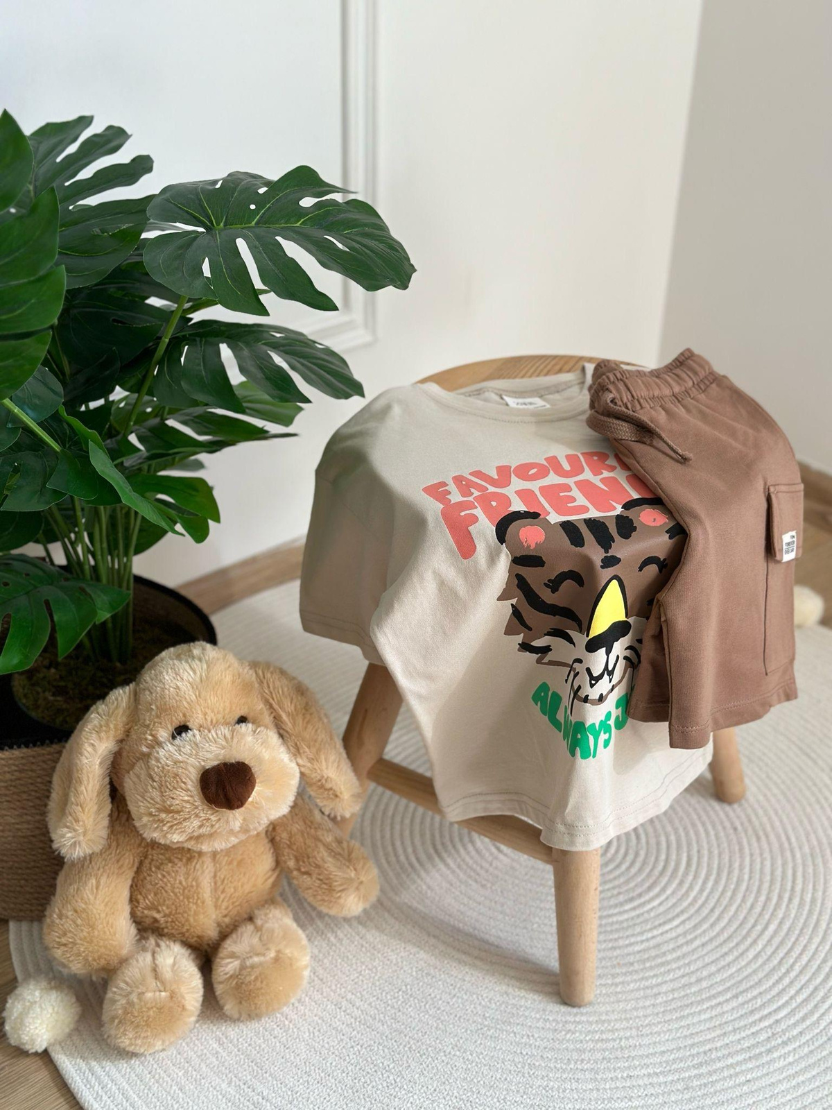 Kaplan Baskılı Kargo Cepli Şortlu Takımı