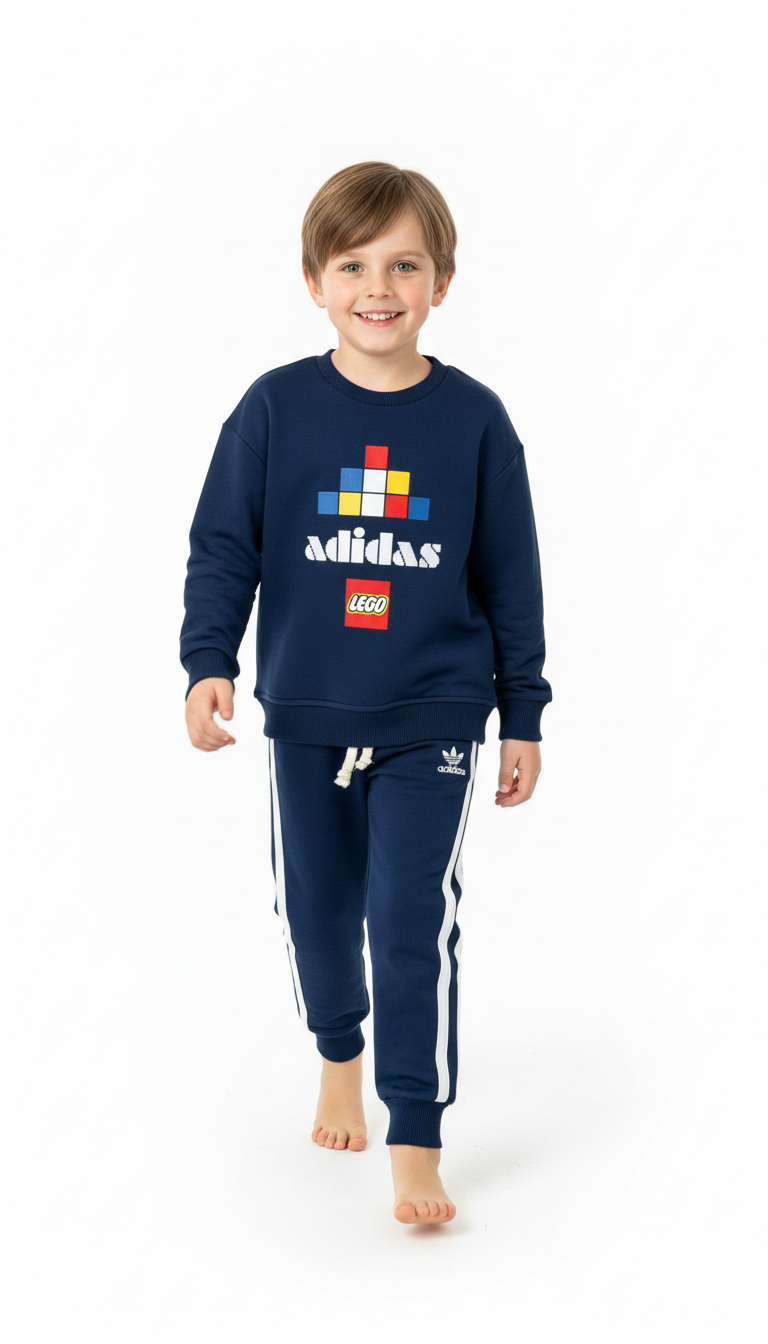 Kare Detaylı Lego Spor Logo Baskılı Eşofman Takımı