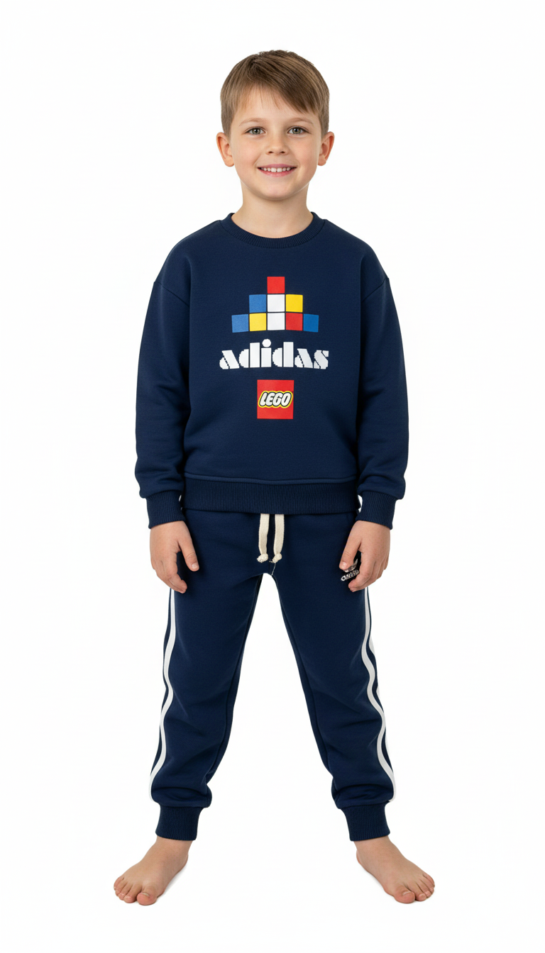 Kare Detaylı Lego Spor Logo Baskılı Eşofman Takımı