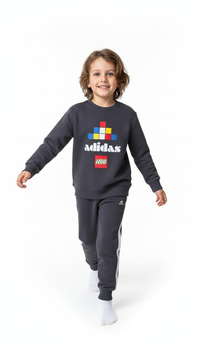 Kare Detaylı Lego Spor Logo Baskılı Eşofman Takımı