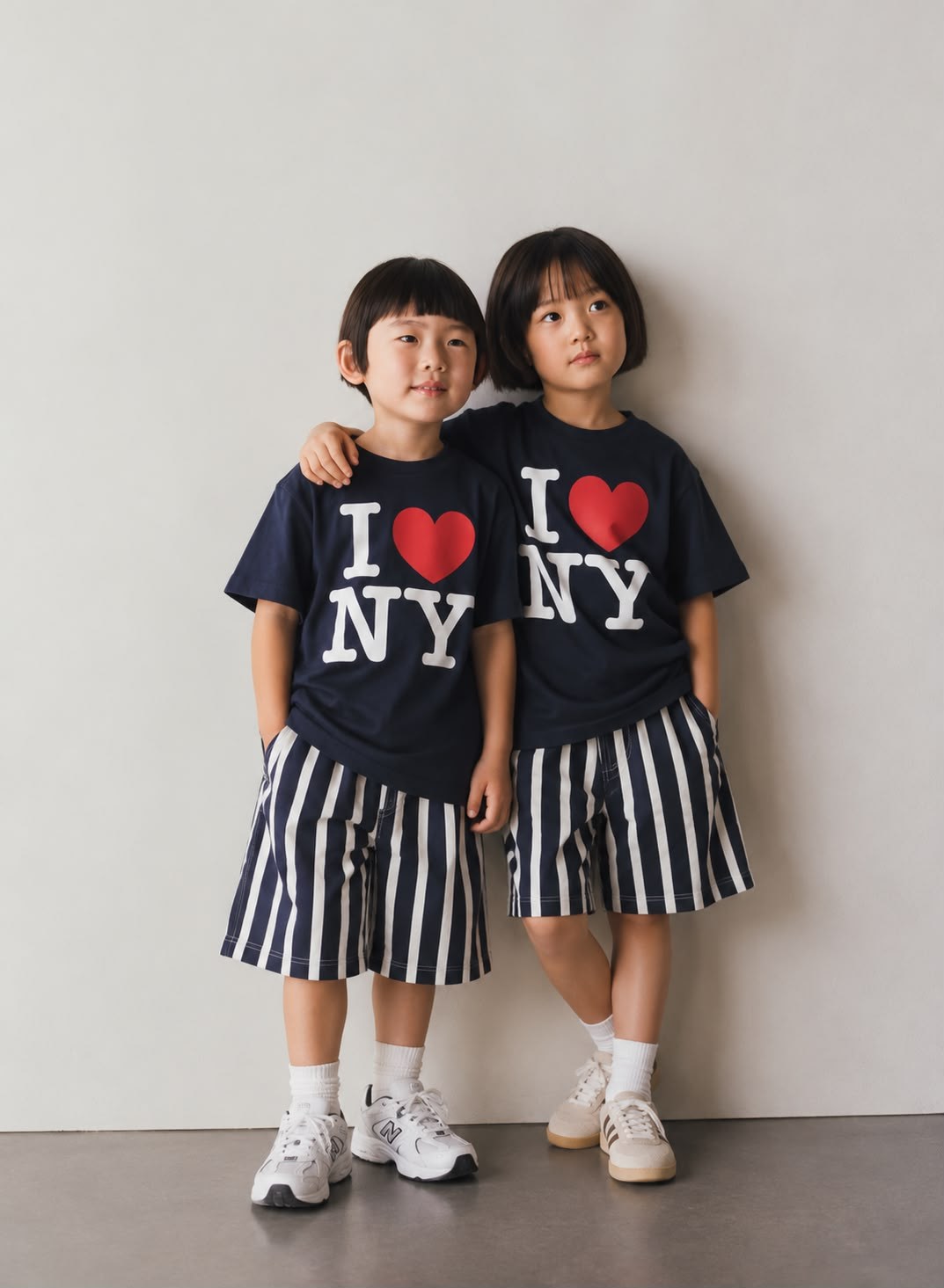 Love NY Çizgili Şortlu Takım
