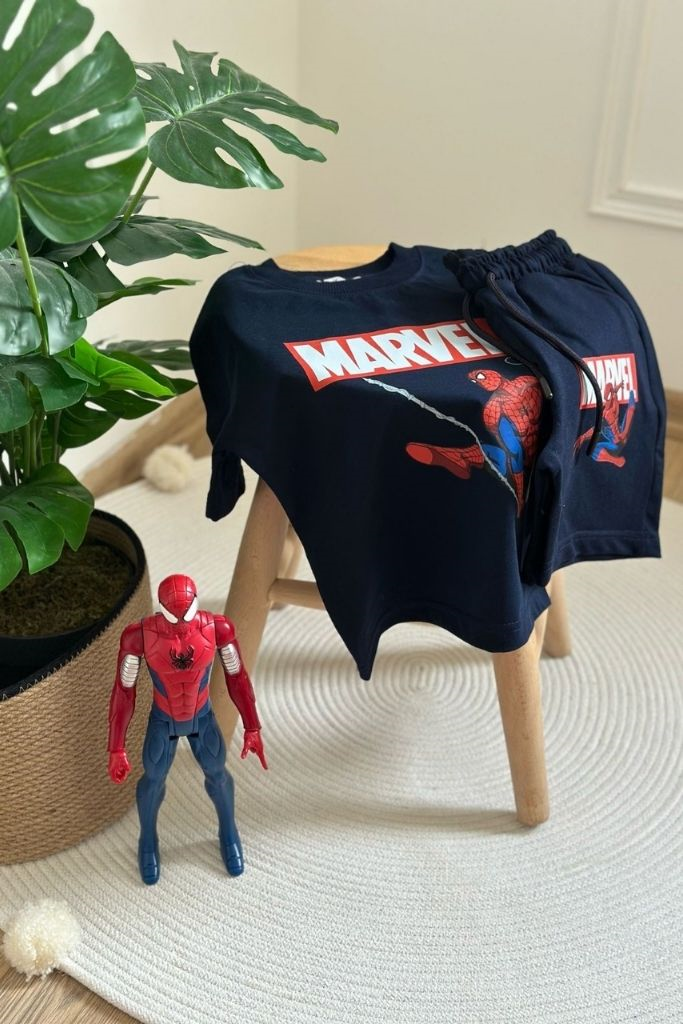 Marvel Spiderman Baskılı Şortlu Takım