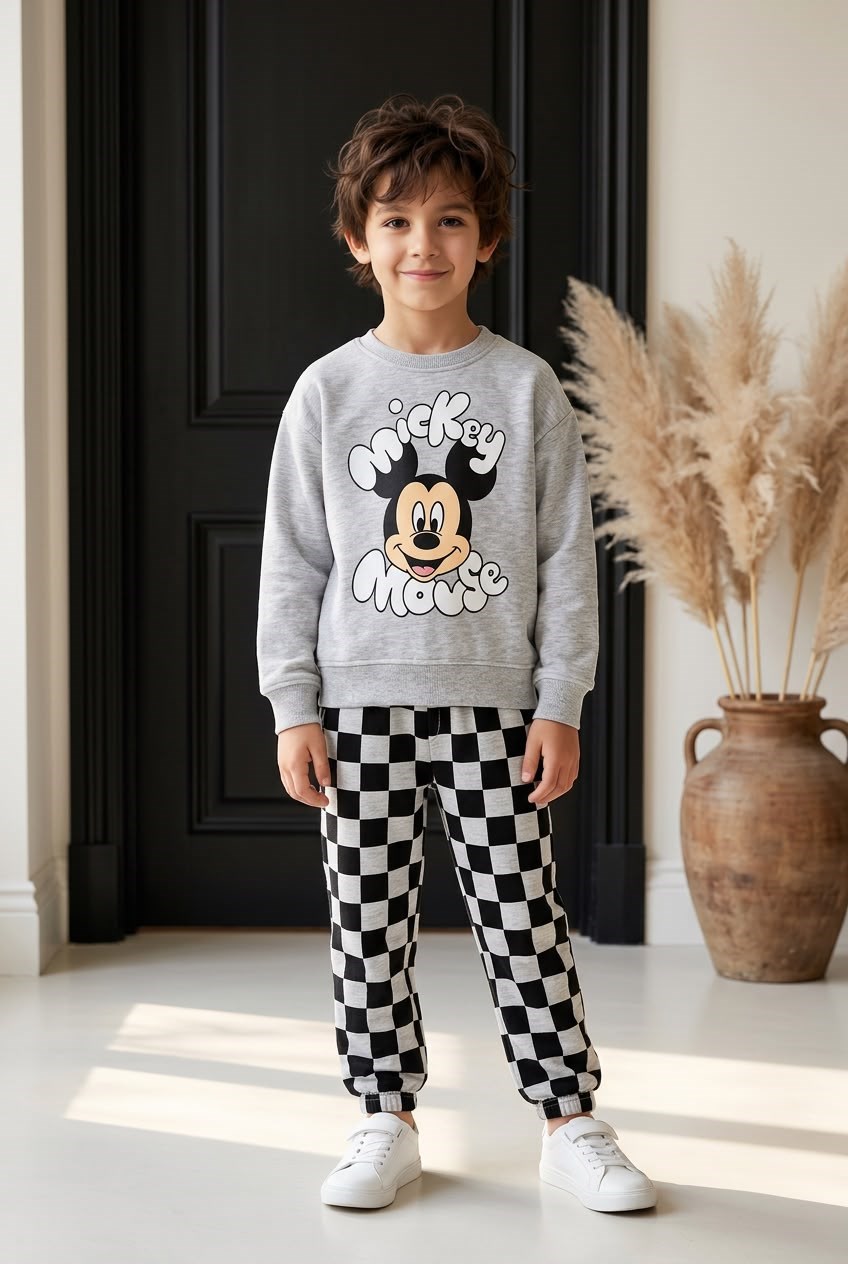 Mickey Mouse Kareli Eşofman Takımı