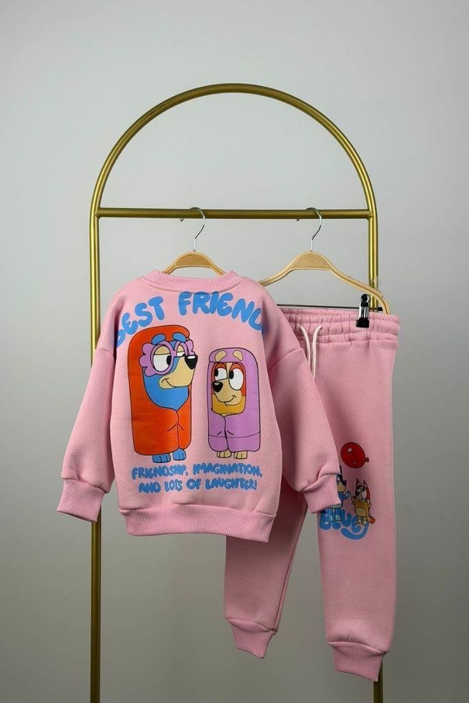 Pembe Bluey Baskılı Eşofman Takımı