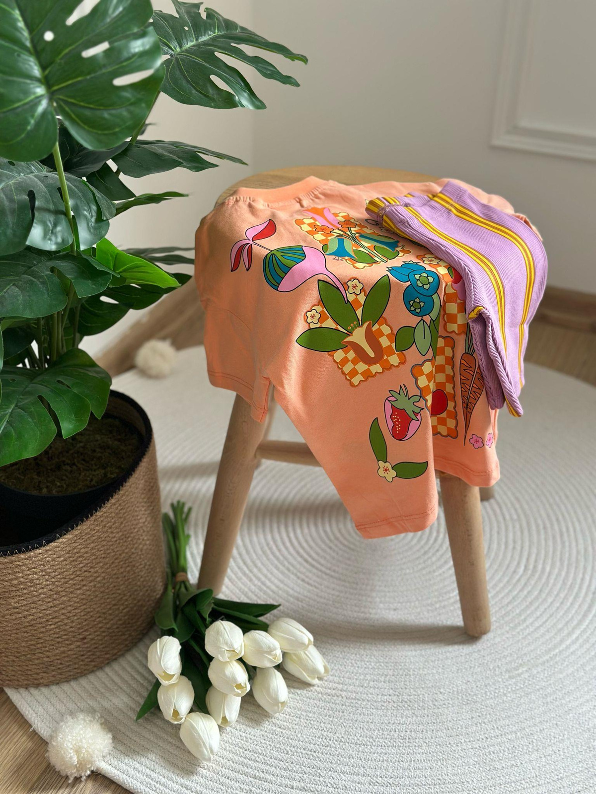 Pembe Cherry Şortlu Takım