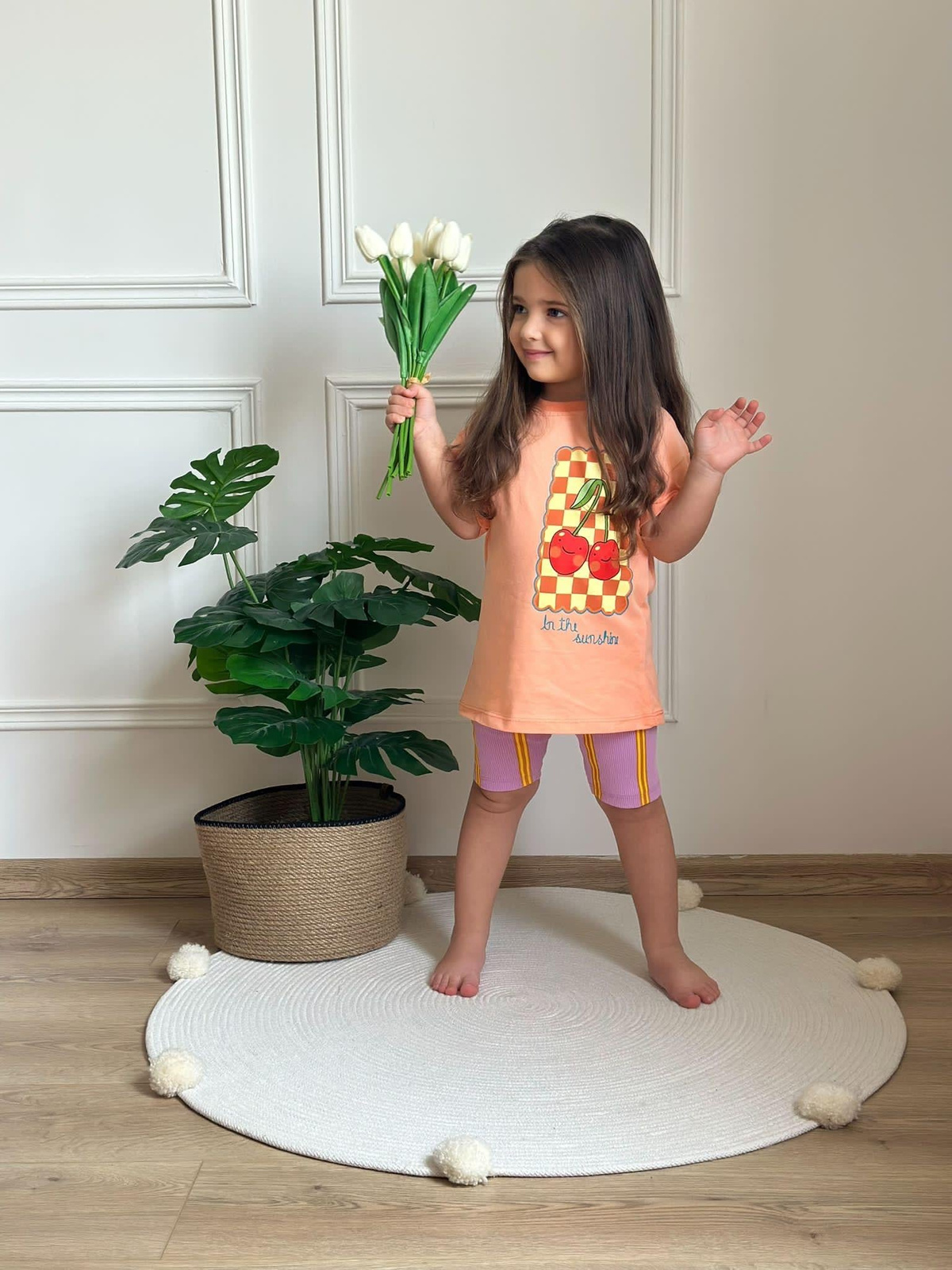 Pembe Cherry Şortlu Takım