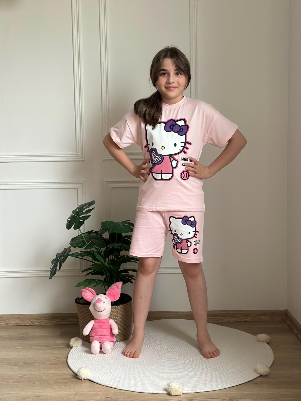 Pembe Hello Kitty Şortlu Takım