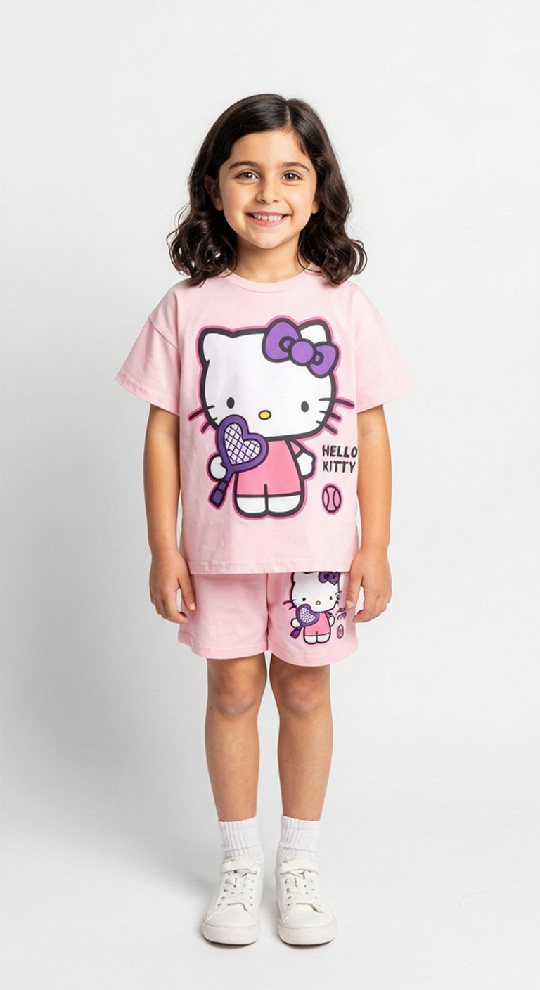 Pembe Hello Kitty Şortlu Takım