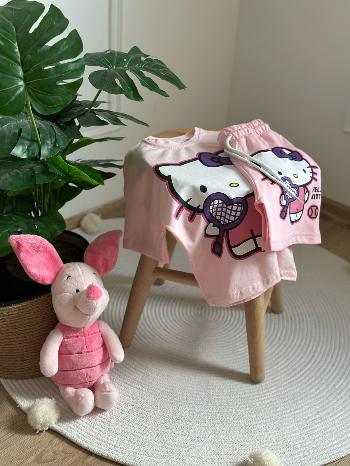 Pembe Hello Kitty Şortlu Takım