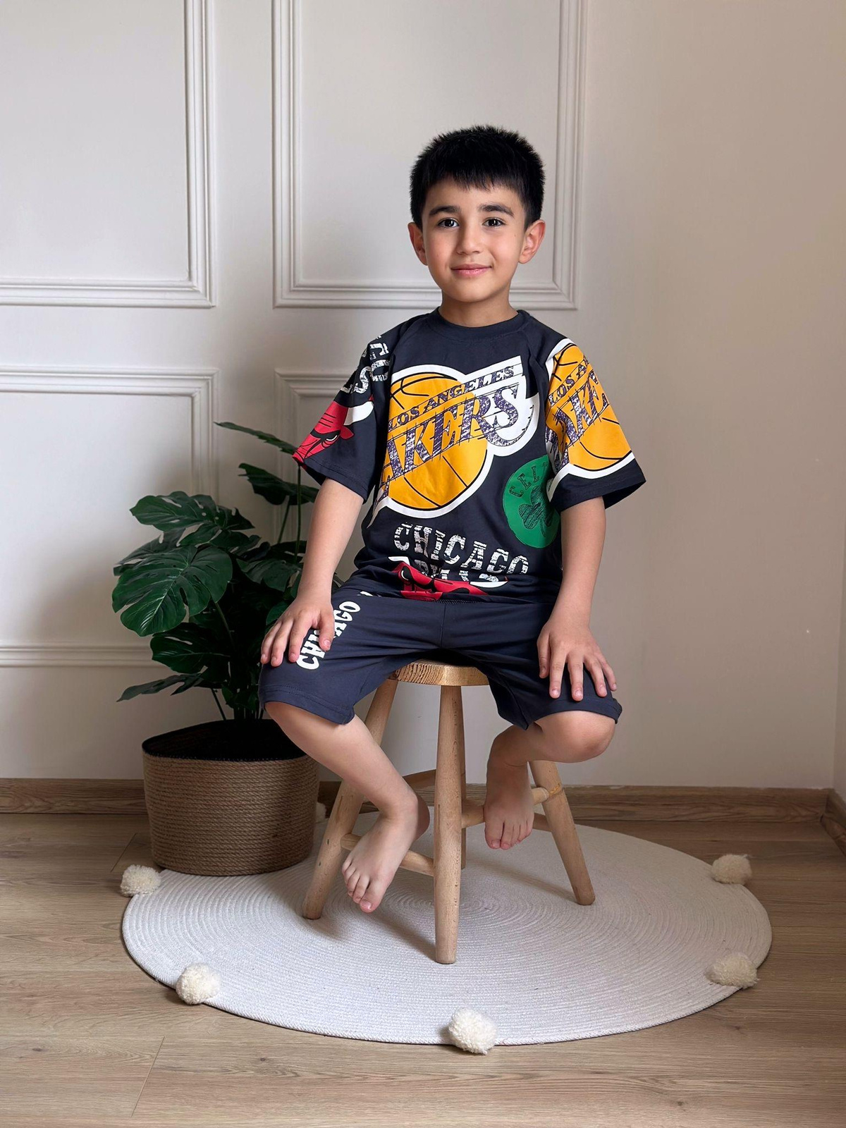 Siyah Lakers Şortlu Takım