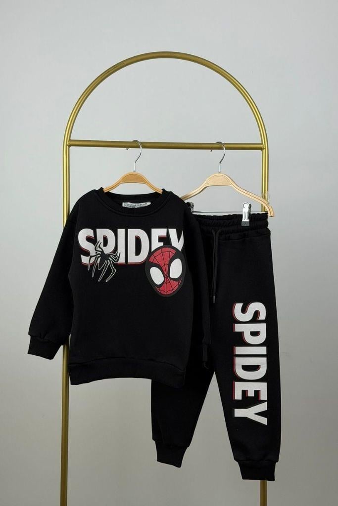 Siyah Spidey Baskılı Eşofman Takımı