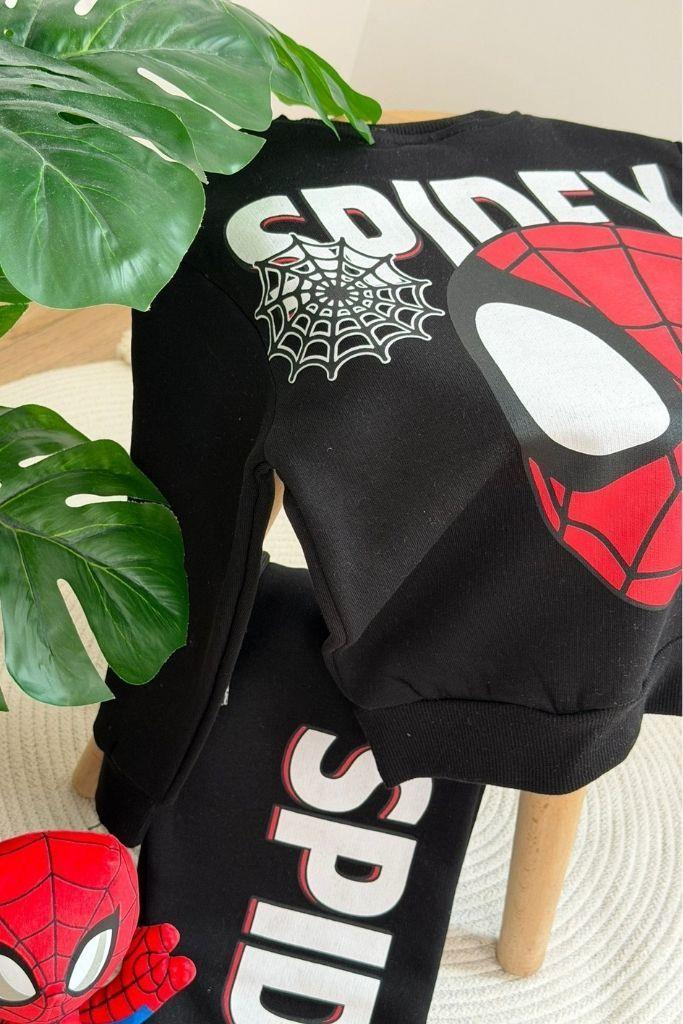 Siyah Spidey Baskılı Eşofman Takımı