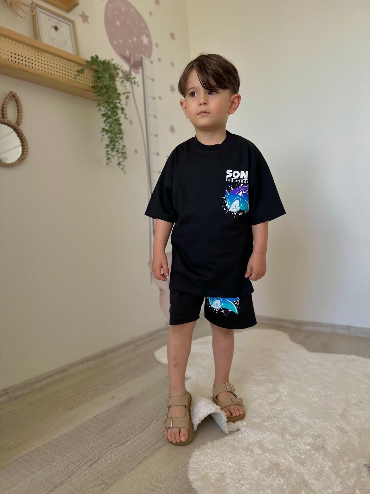 Sonic Press Start Şortlu Takım