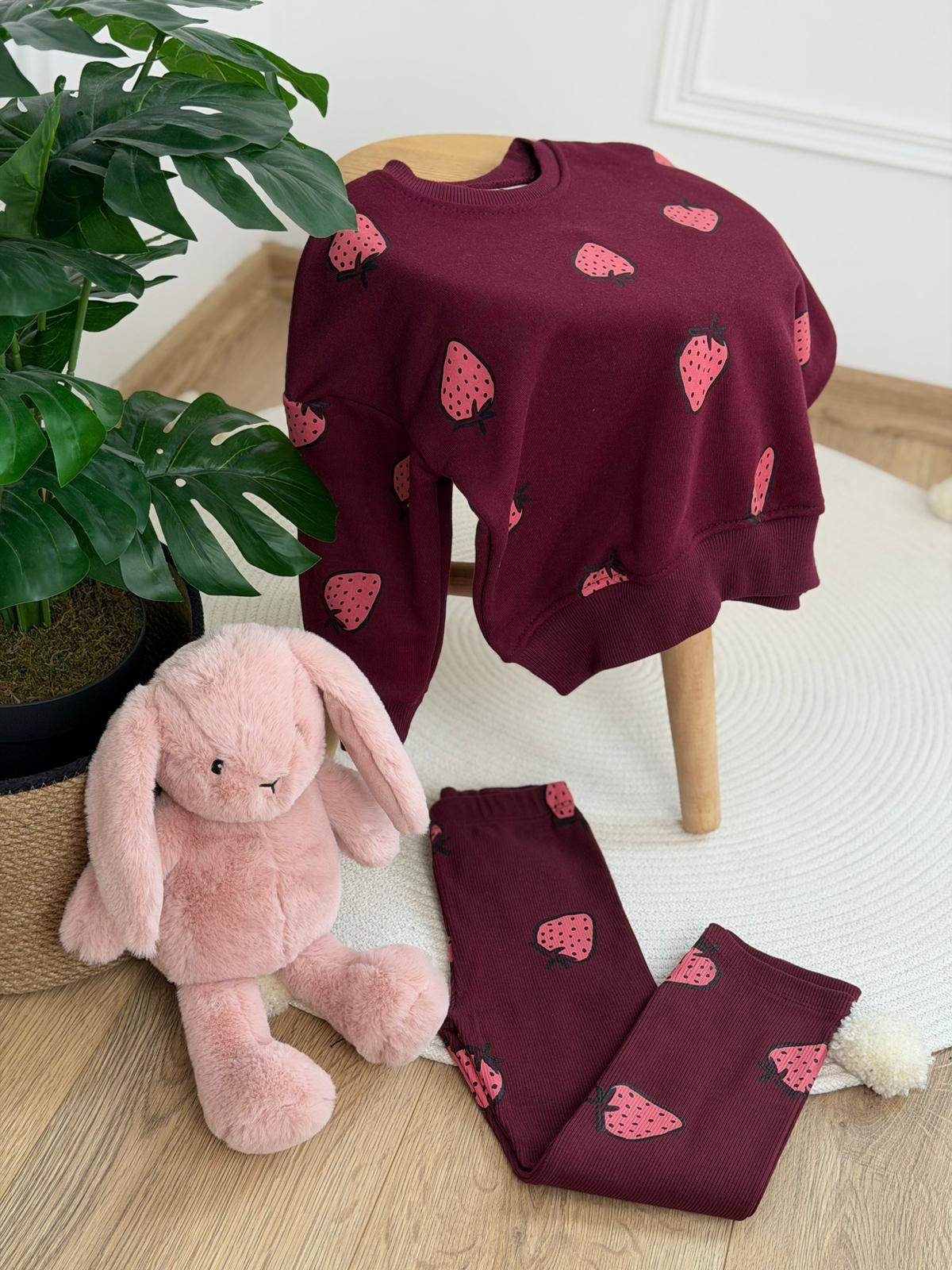 Strawberry Basklı Taytlı Takım