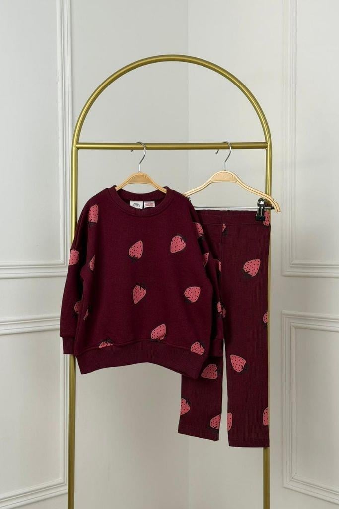 Strawberry Basklı Taytlı Takım