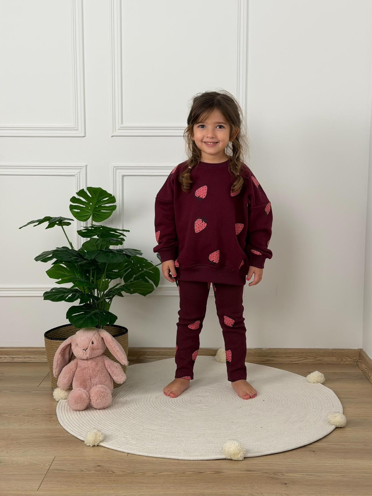 Strawberry Basklı Taytlı Takım