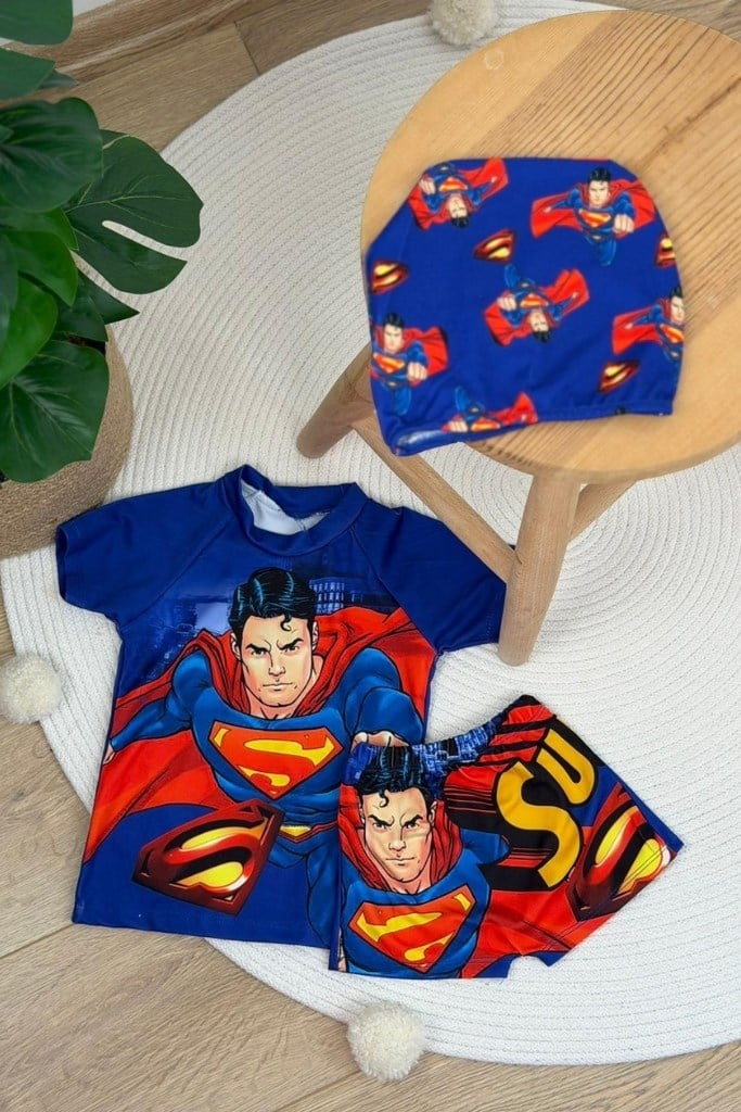 Superman Boneli Şortlu Mayo