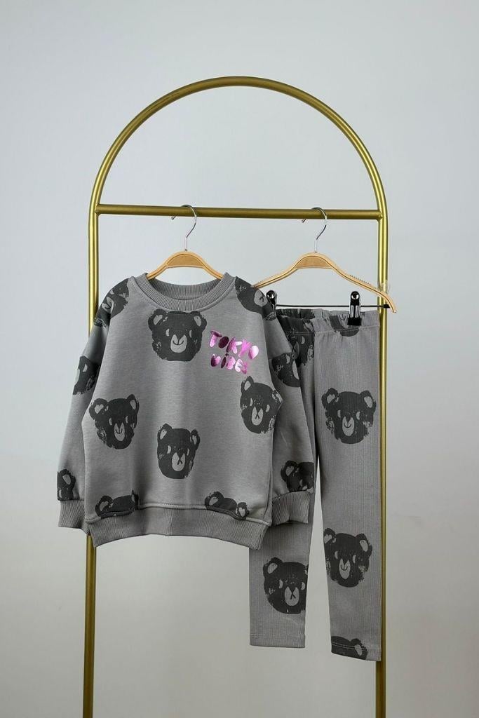 Tokyo Vibes Panda Baskılı Taytlı Takım