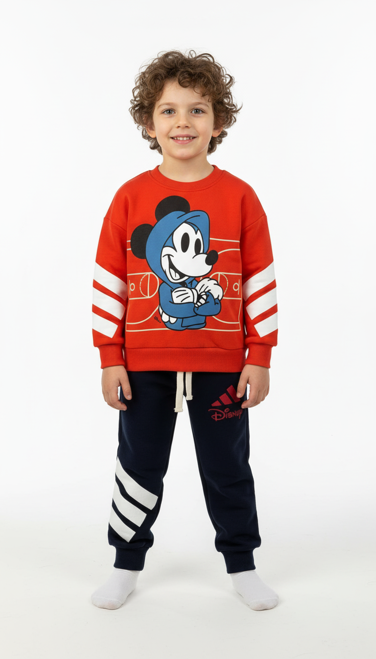 Turuncu Mickey Mouse Spor Logolu Eşofman Takımı