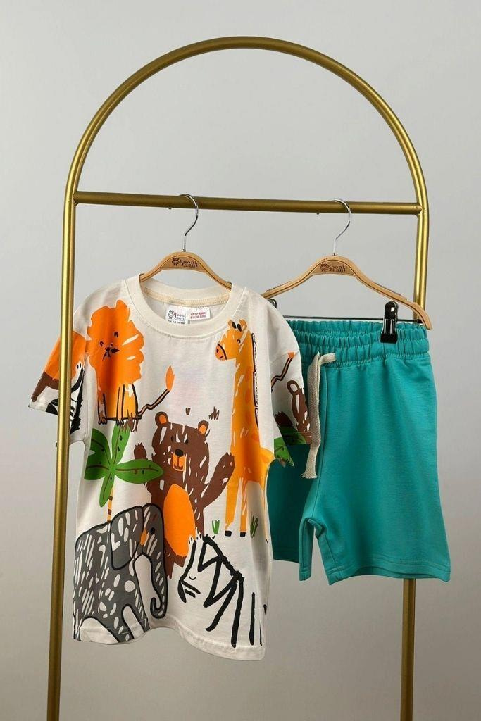 Zoo Print Şortlu Takım