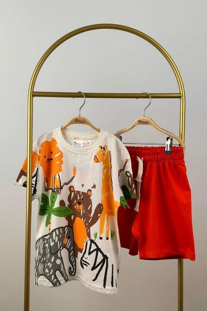 Zoo Print Şortlu Takım