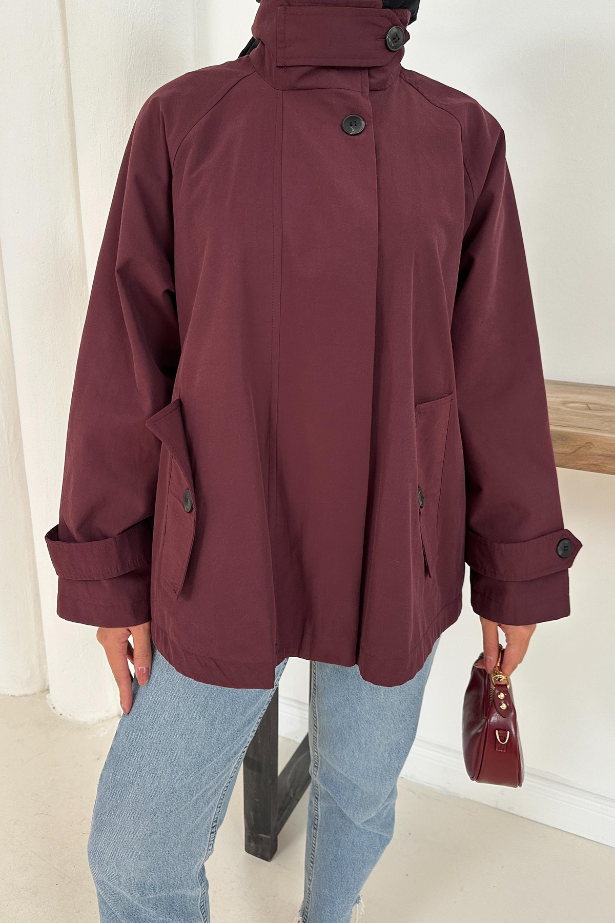 Delera Orta Boy Trench - Bordo