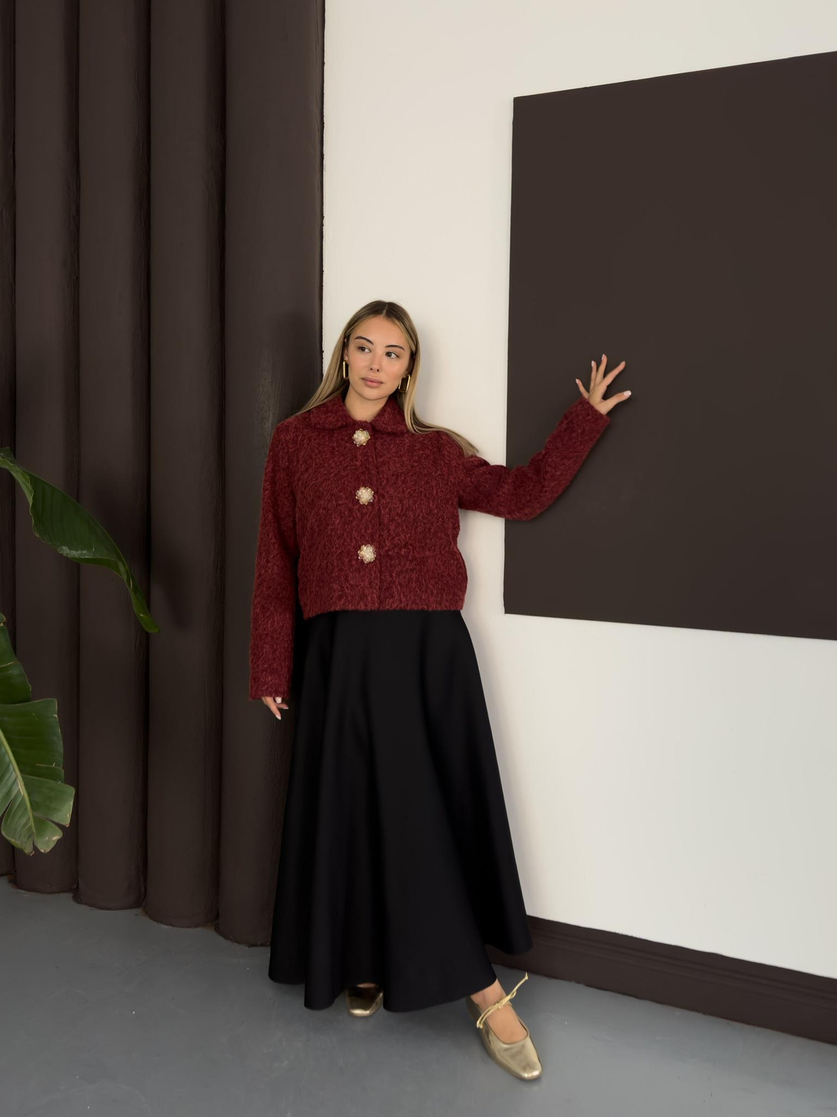 Flora Ceket - Bordo