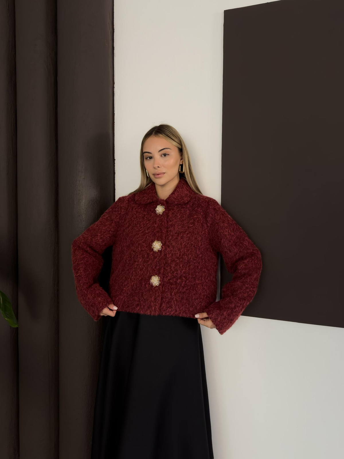 Flora Ceket - Bordo