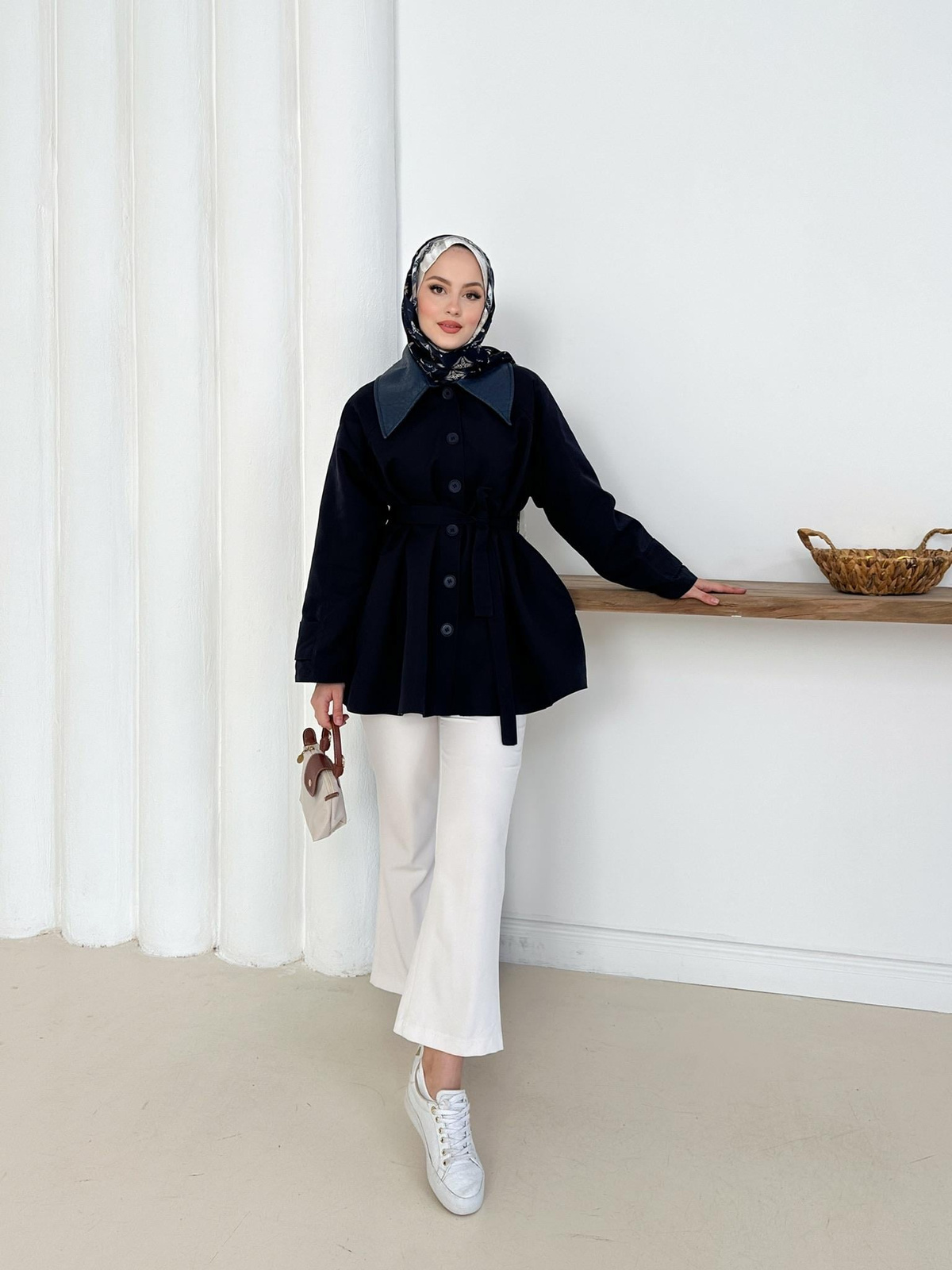 Giulia Deri Yaka Trench - Lacivert