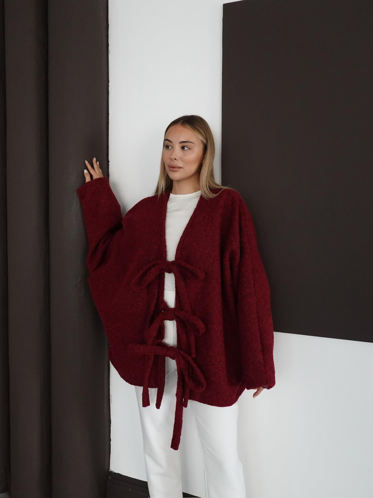 İngo Saçaklı Kaşe - Bordo