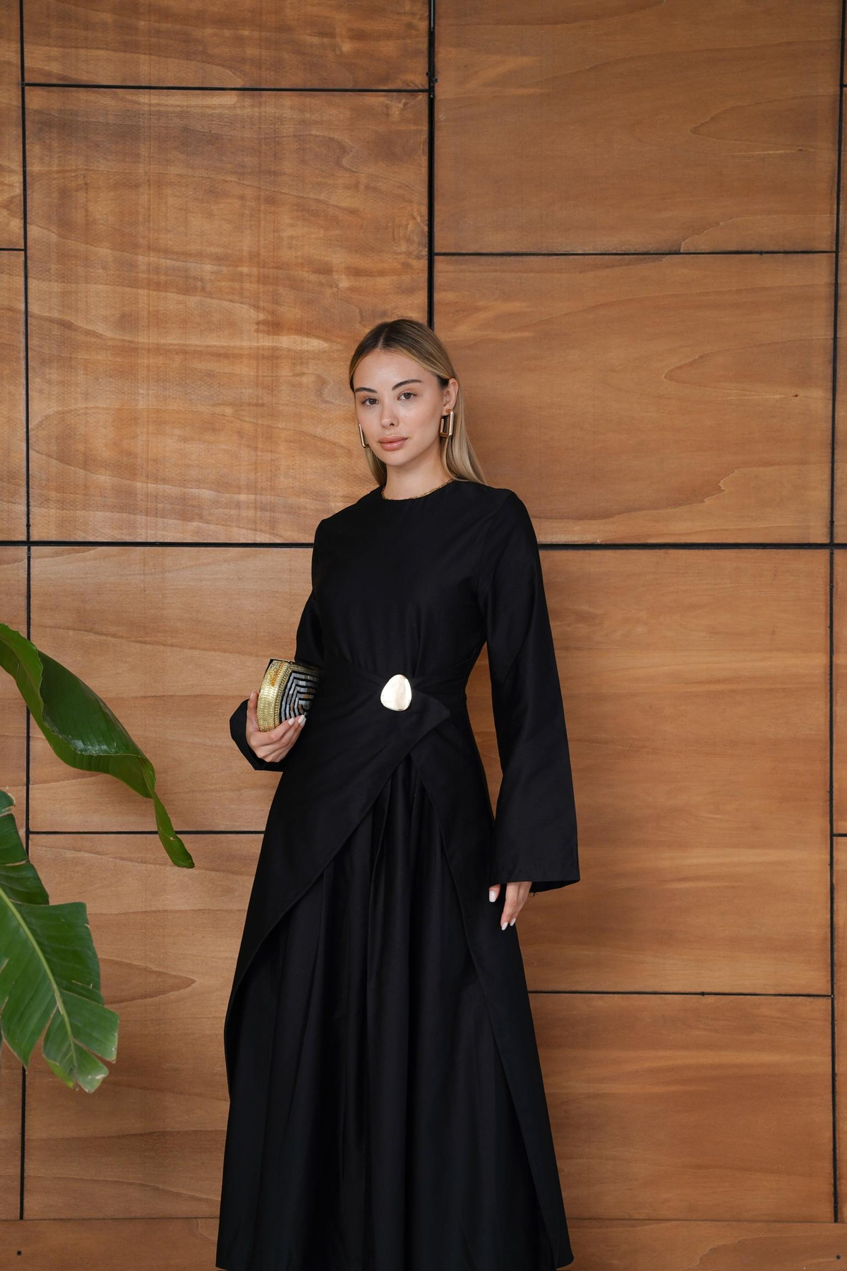 Jeremi Broşlu Elbise - Siyah