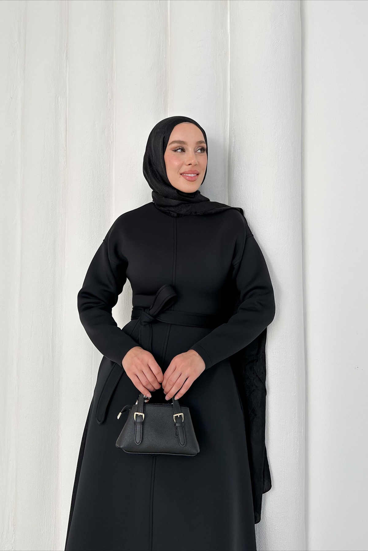 Orlina Scuba Elbise - Siyah