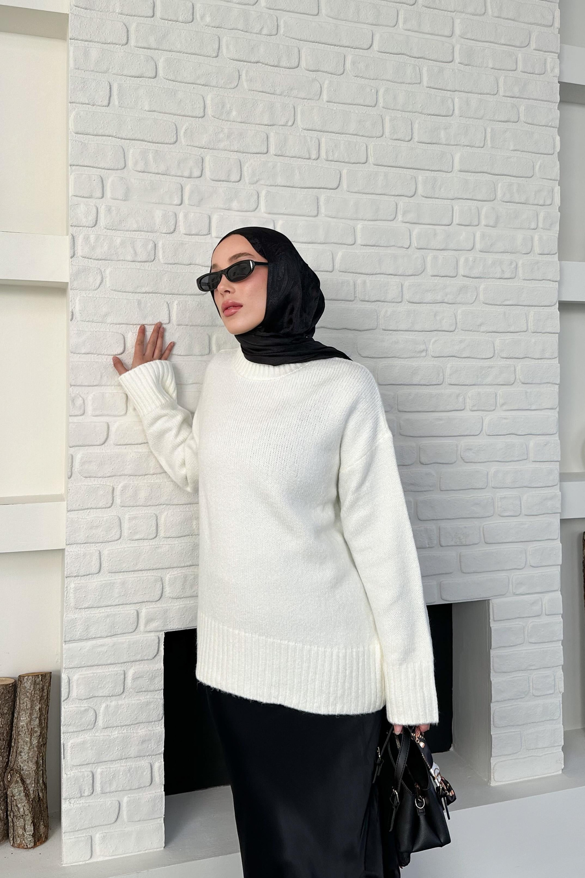 Claire Triko Kazak - Beyaz