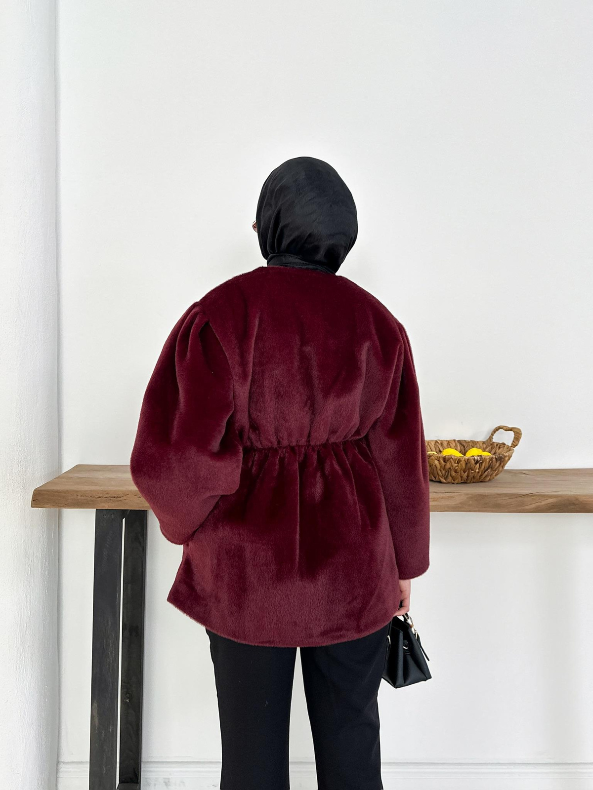 Elettra Kürklü Kaban - Bordo