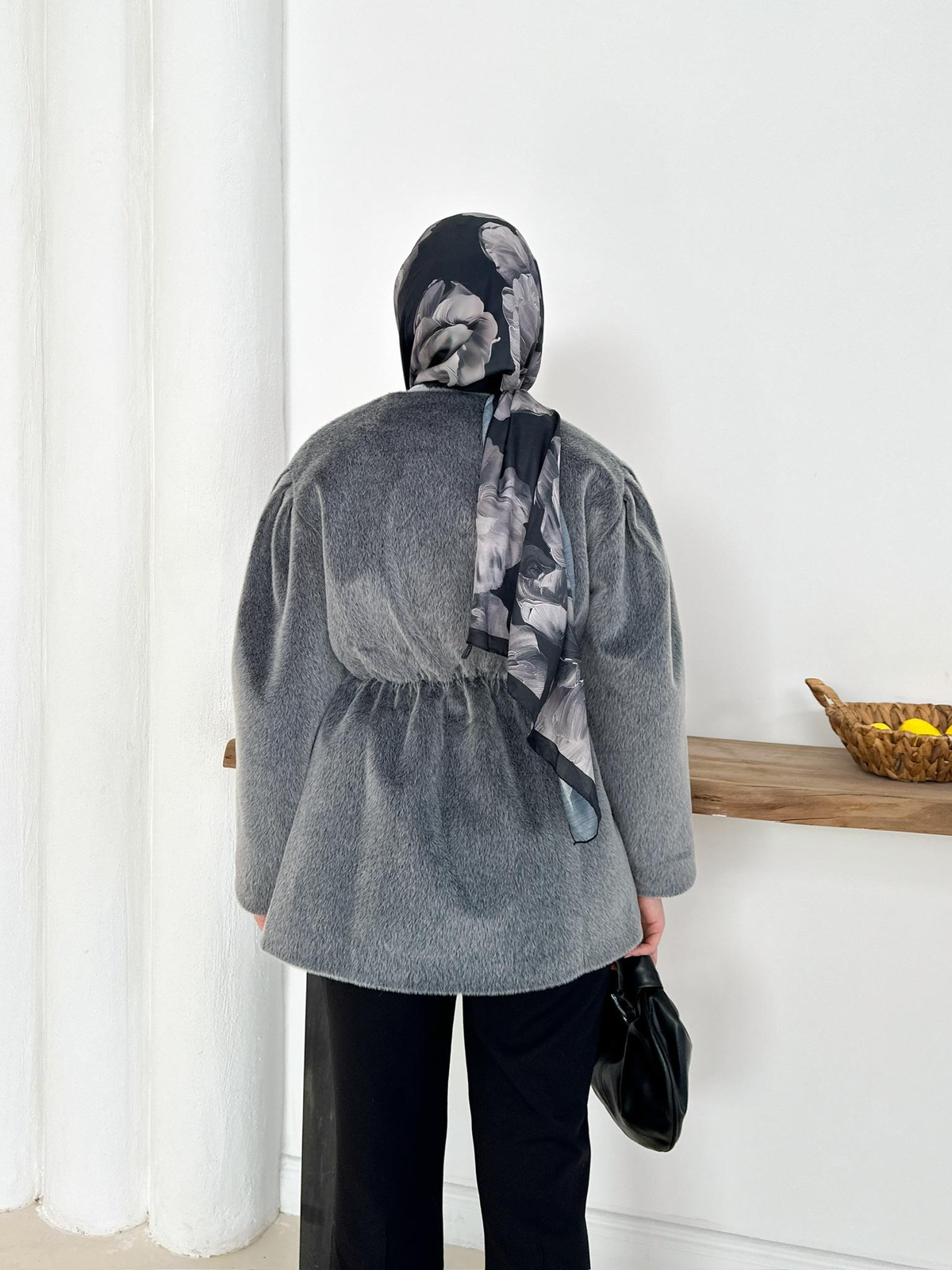 Elettra Kürklü Kaban - Gri